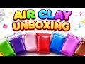 Colorful air clay packet unboxing with satisfying ASMR sounds on a clean white background #claymix
