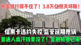 突发！中国银行彻底撑不住了！3.8万亿坏账炸雷！监管连夜延期续命，信用卡违约潮失控，官方停更数据掩盖真相！银行疯狂甩锅给老百姓，普通人血汗钱危在旦夕！