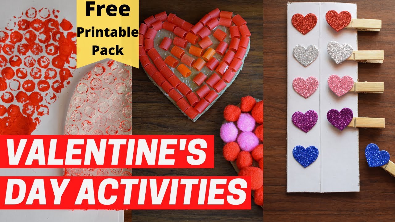 Valentine's Day activities for toddlers, preschoolers and kindergarten w  free printable