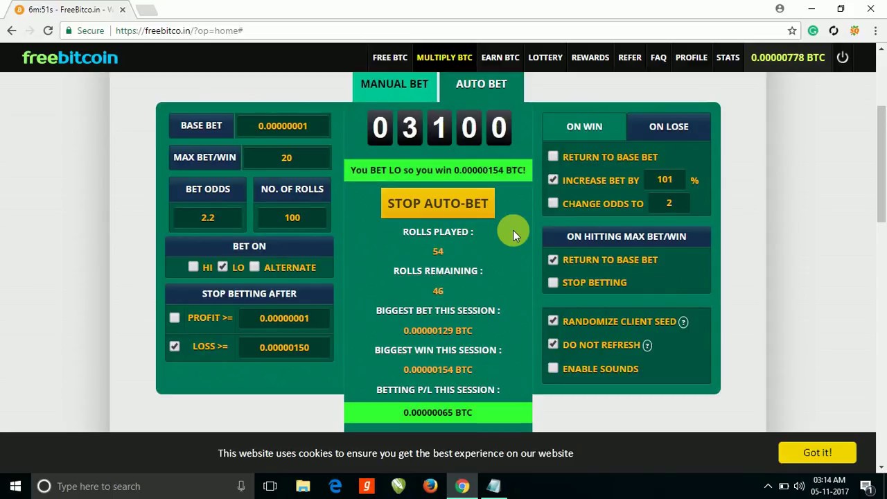 Freebitco.in Trick : 1000% Profit Every Minutes with Auto Bet