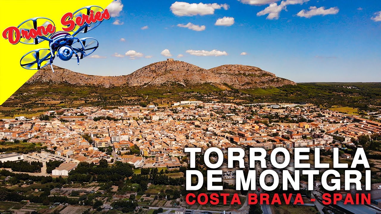 Torroella de Montgrí - Drone Series - Montgri Castle, Church of Sant Genís and River the Ter.