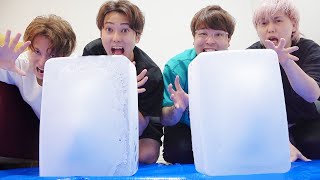 【13kg】体温だけで超巨大な氷を早く溶かした方が勝ち！賞金1万円！！