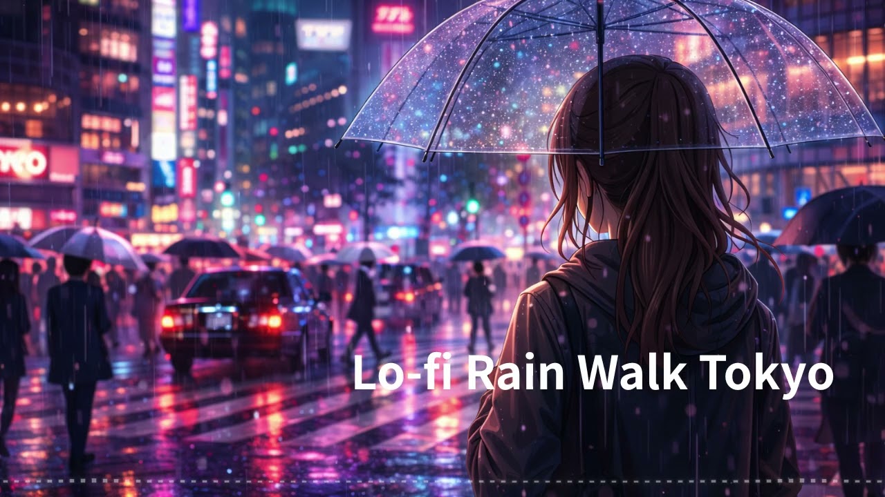 Shibuya  Rain Night Walk ☔ Tokyo Lo-fi Jazz for Relaxing & study