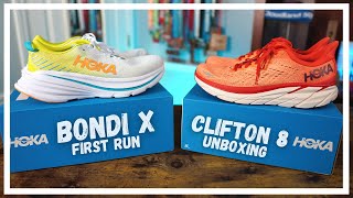 Hoka Bondi X First Run & Hoka Clifton 8 Unboxing / Max cushion carbon fiber plate running shoe screenshot 4