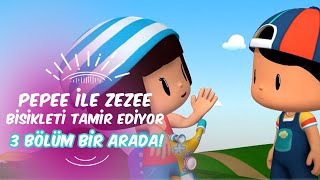 Pepee, Zeze ile Bisikleti Tamir Ediyor - Leliko ve Pisi İle 3 Bölüm Bir Arada | Düşyeri