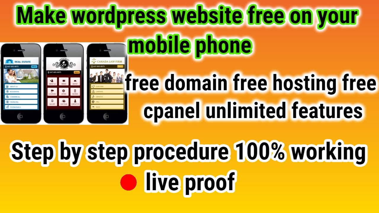 how to make wordpress site free with your mobile phone with free domain ...
