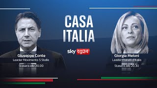 Sky TG24 Live - Casa Italia - Giuseppe Conte e Giorgia Meloni