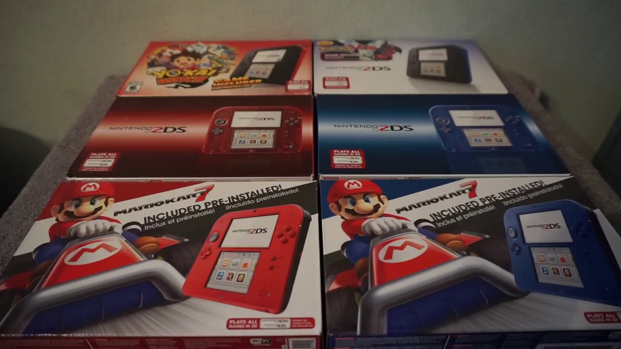 unboxing 2 nintendo 2ds red and blue mario kart bundle comparison