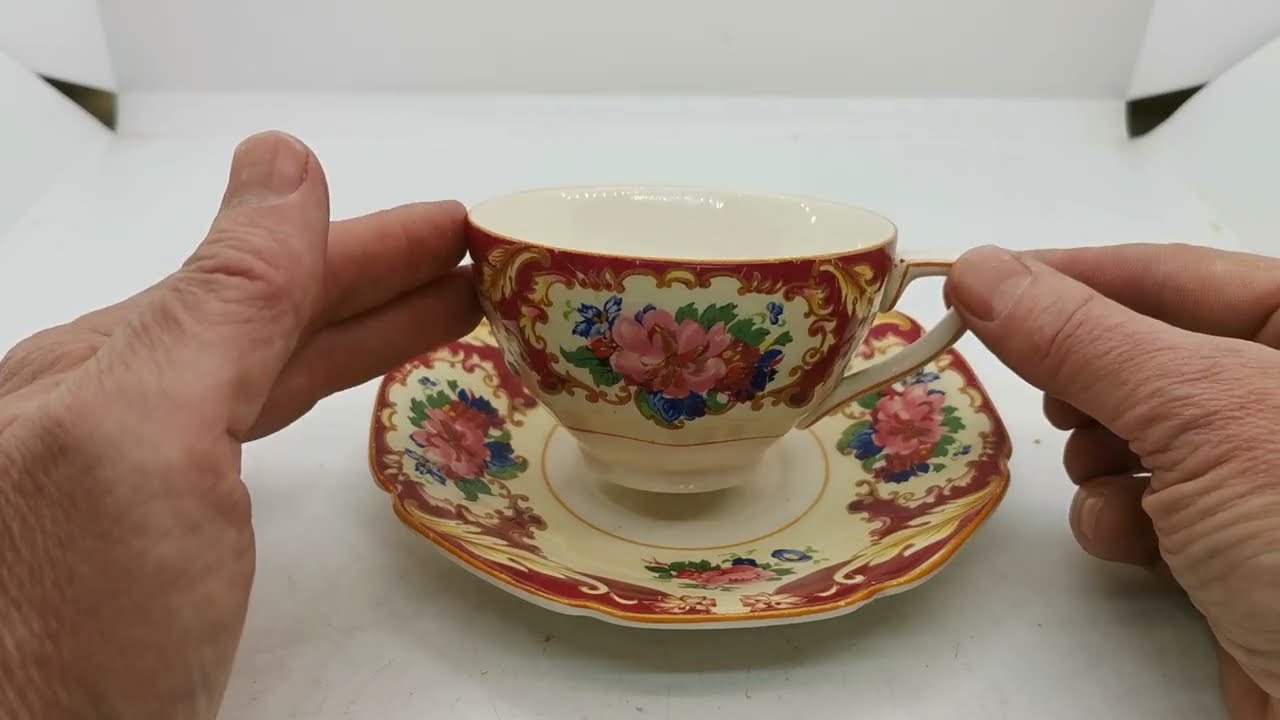 A G Richardson Crown Ducal China Floral Hand Decorated Teacup and