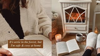 Eerie Forest Mist READ WITH ME by the fireplace🍂 1 hr gentle music & fireplace sound