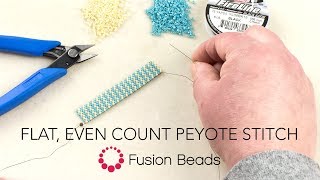 Изучите основы плоского ровного стежка пейота с помощью бисера Fusion Beads.