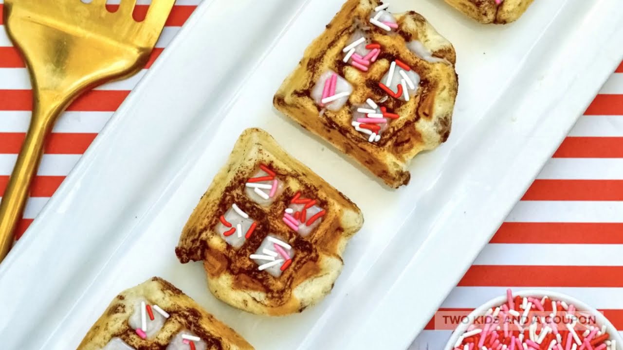 Sweet Cinnamon Roll Waffles for Valentine s Day - YouTube