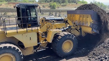 Caterpillar 992G Wheel Loader Loading Coal On Trucks - Operator View - Sotiriadis/Labrianidis Mining