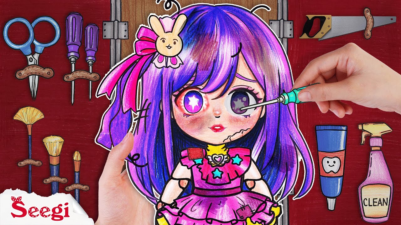 [🐾paper dolls🐾] How to Fix OSHI NO KO AI Hoshino? | Doll Makeover | DIY Arts & Paper Crafts