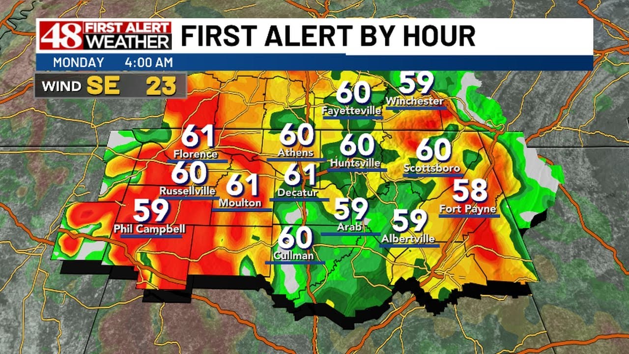 48 First Alert Forecast: Heavy rain and strong winds overnight and ...