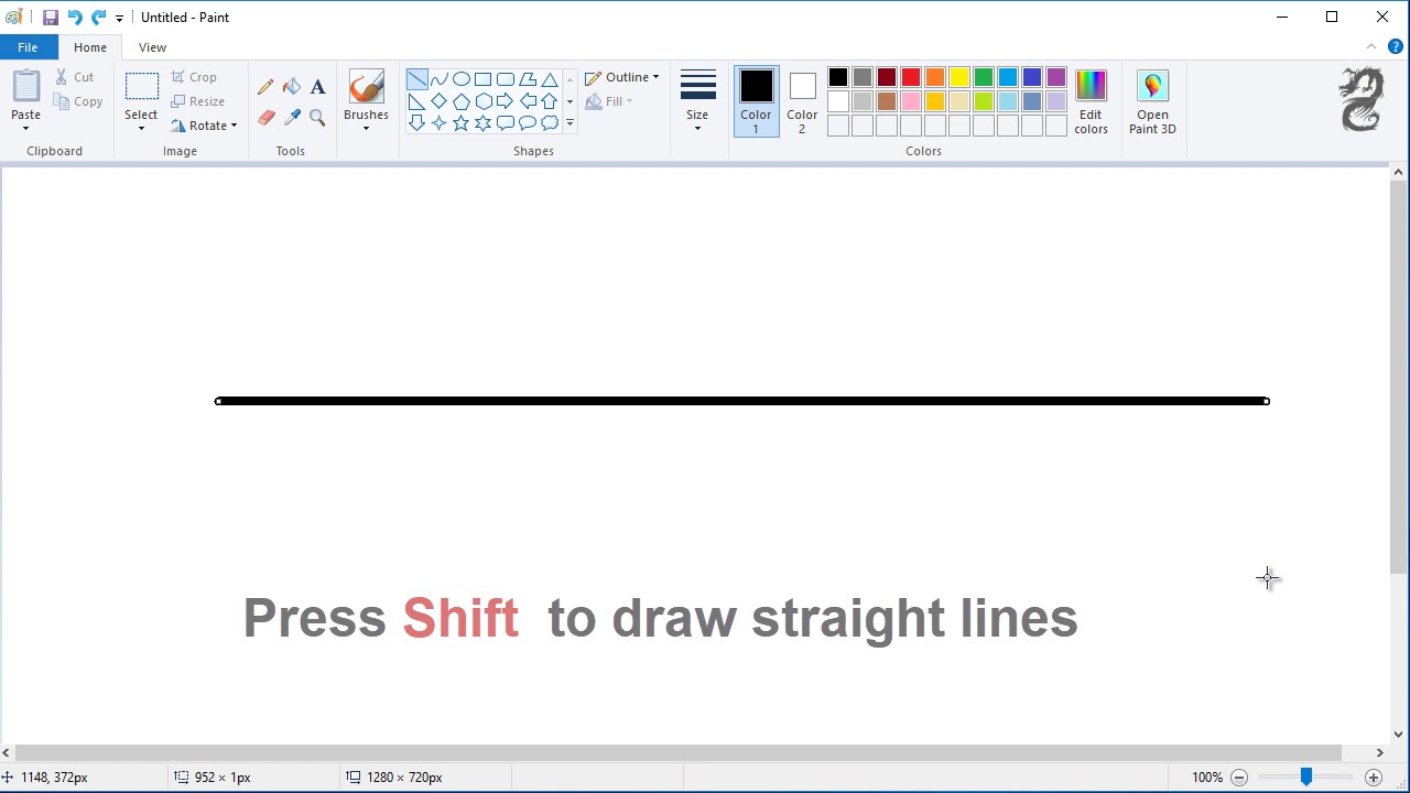 How To Paint Straight Lines How to Draw Straight Line in Paint - YouTube