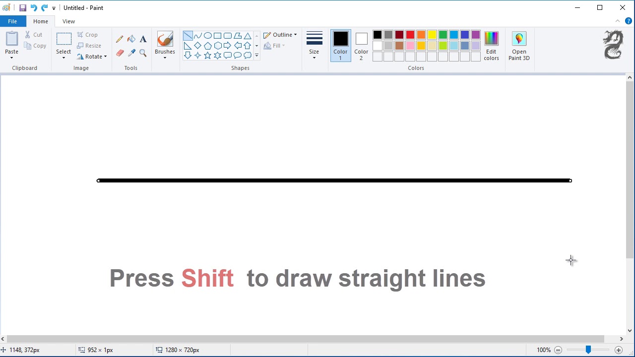 How to Draw Straight Line in Paint - YouTube