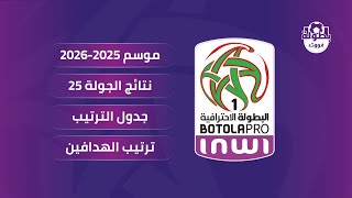 نتائج مباريات الجولة 25 و ترتيب البطولة الوطنية الإحترافية إنوي 2025-2026 و ترتيب الهدافين