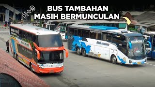 H 9 Lebaran | Kedatangan & Keberangkatan Bus Bus Akap di Terminal Kp Rambutan Masih Ramai