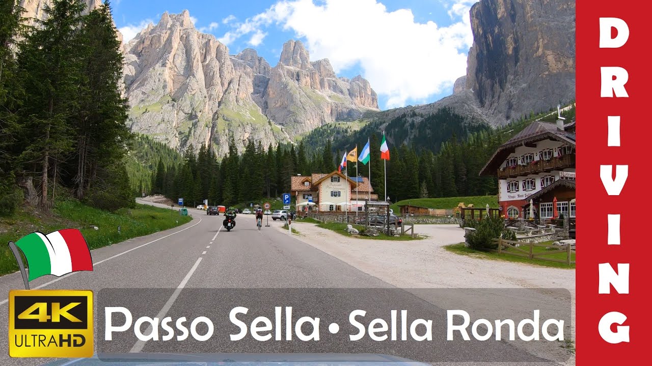 Driving in Italy 24: Passo Sella (Sella Ronda) 4K 60fps