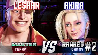 SF6 ▰ LESHAR (Terry) vs AKIRA (#2 Ranked Cammy) ▰ High Level Gameplay