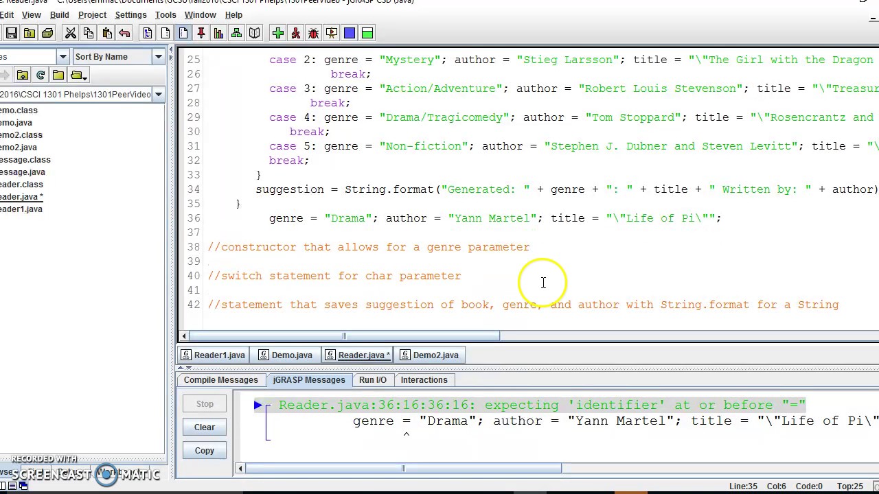 CSCI 1301 Class Demo