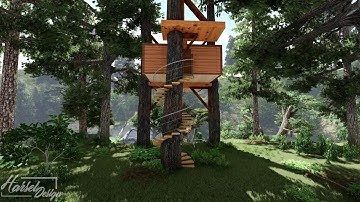 Tree House Design Realistic 3D Render with natural concepts