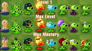 PvZ2 Battlez - All Peashooter Level 1 vs Max Level vs Max Mastery - Who Will Win ?