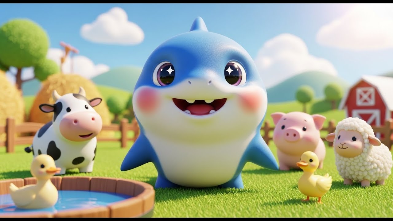 Baby Shark’s Farm Pond Party 🦈💦 | A Fun Animal Remix for Kids
