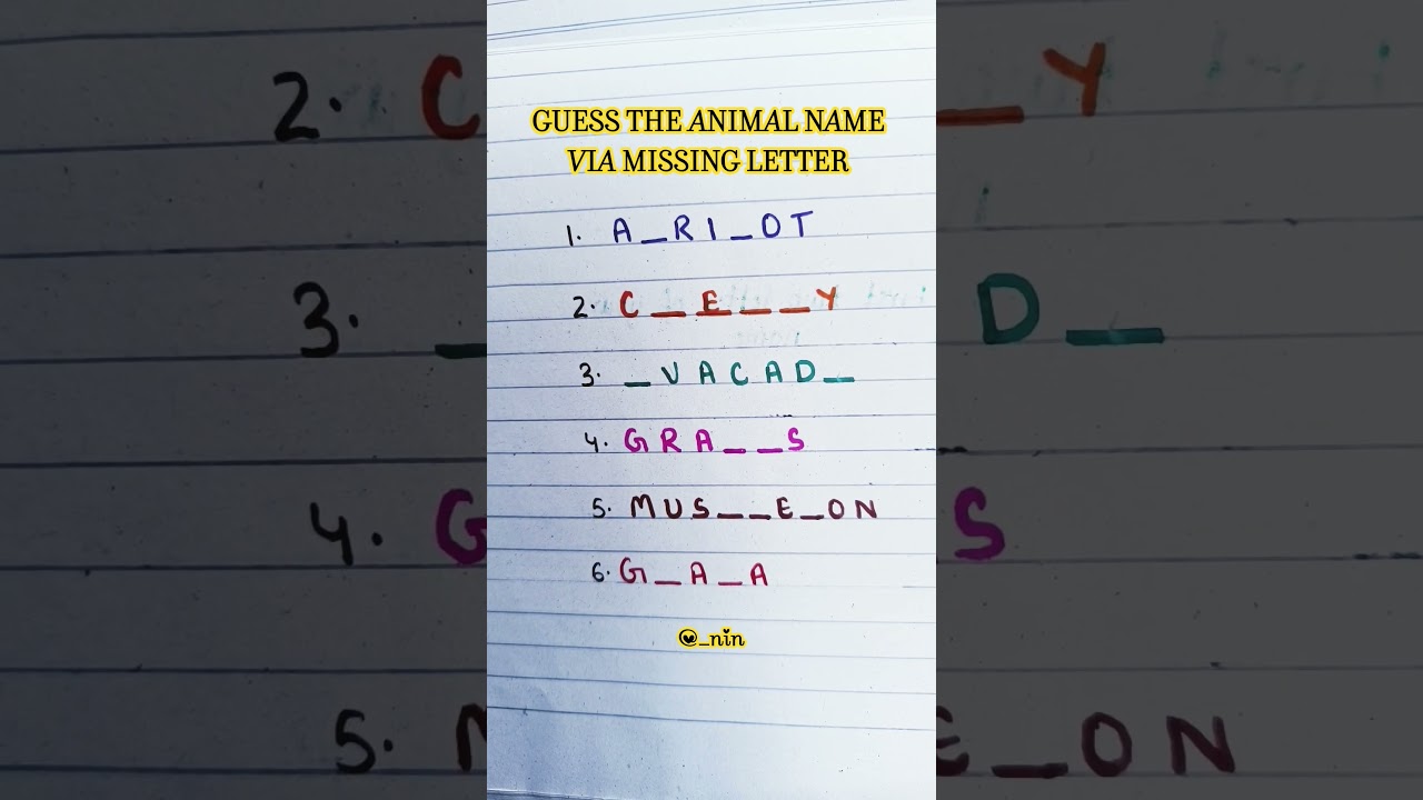 missing letter quiz