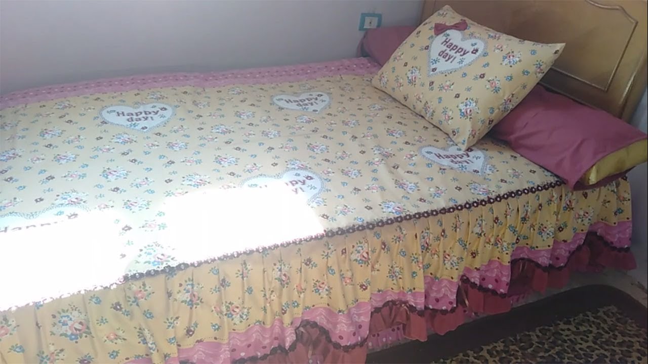 طريقة تفصيل و خياطة ملاية سرير كبير للمبتدئين - YouTube