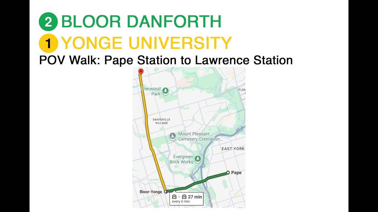 TTC POV Walk: Pape Station to Lawrence Station via Bloor Yonge Station (4K 60FPS)