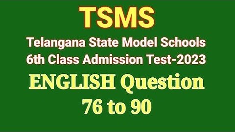Telangana State Model Schools 6th Class Admission Test-2023 English #ytvideoes #english #tsms