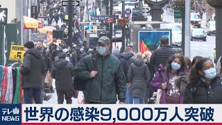 世界の感染者9,000万人を突破（2021年1月11日）