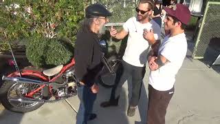Paradise Road Show in Palm Springs Cal with Tyler and Scotty Showing off Tylers 56 Harley Panhead