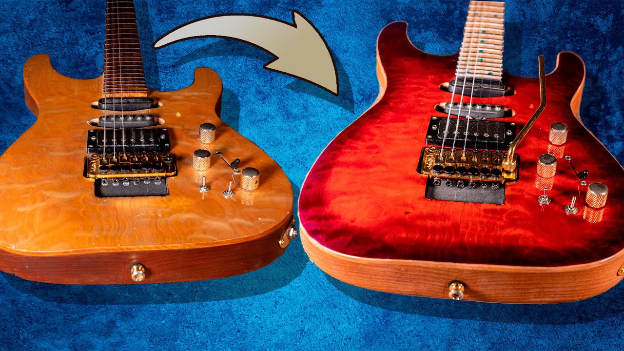 Extreme GUITAR MAKEOVER Refinish and Fretboard Change YouTube
