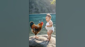 Ai generated video look like real | baby boy fighting with rooster #ai #cute#foryou #shorts