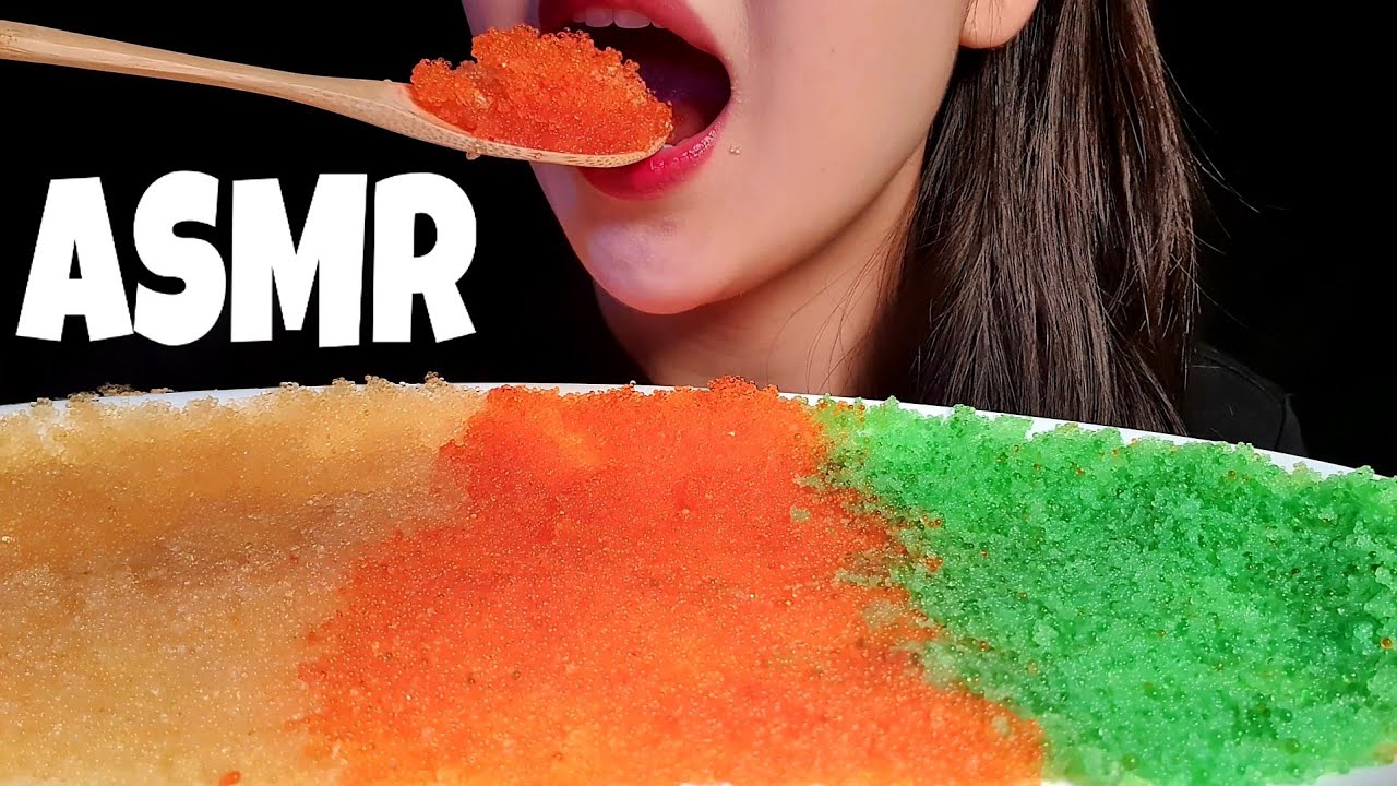 ASMR Хрустящий Икра летучей сырой рыбы Едят звуки сырой морской пищи Еда шоу Выскочить ASMR