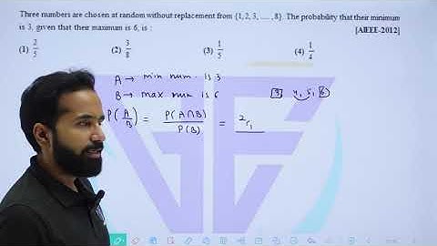 Three numbers are chosen at random without replacement from {1, 2, 3, ..... , 8}. The probability