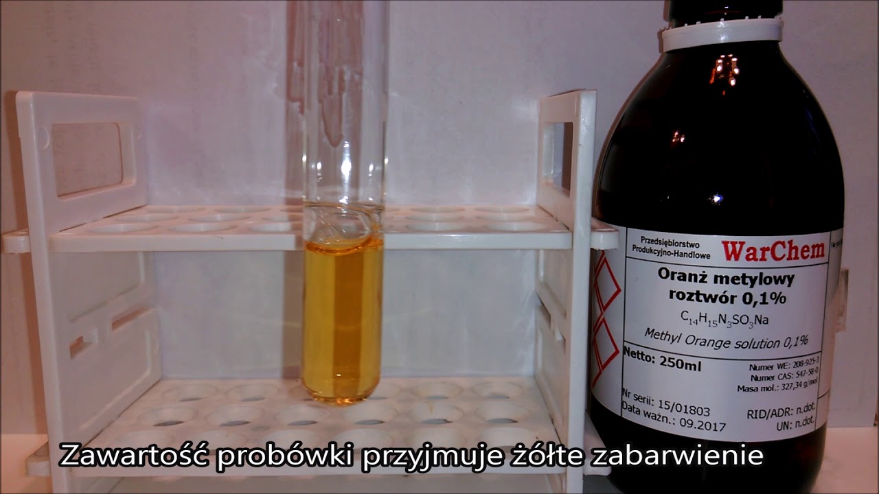 Barwy roztworów oranżu metylowego - YouTube