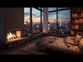 Ultimate Cozy NYC Penthouse Ambiance | Crackling Fireplace, Relaxing Reading Nook &amp; Peaceful Study