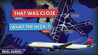Almost disaster. Delta Airbus A330-900 avoids collision with Cessna 402 at Boston Airport. Real ATC