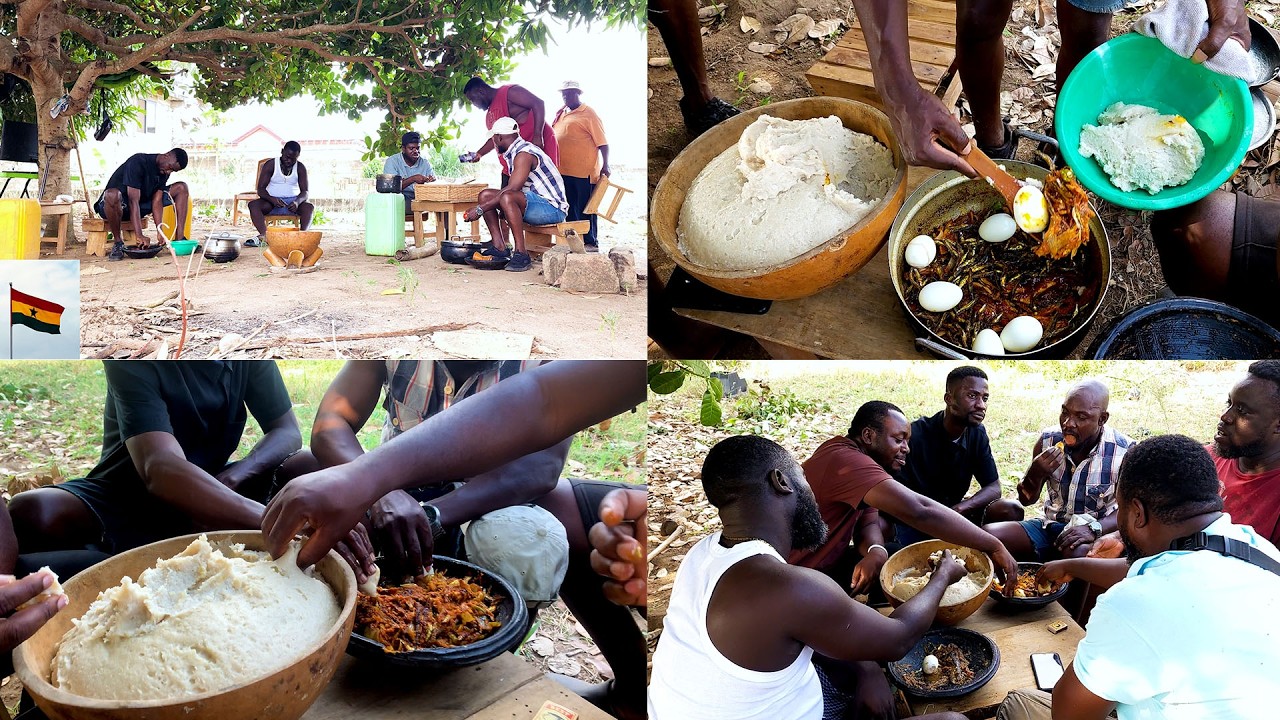 Boys Cooking Ghana's Most DELICIOUS Traditional Food | Village Akple & Abobi Tadi