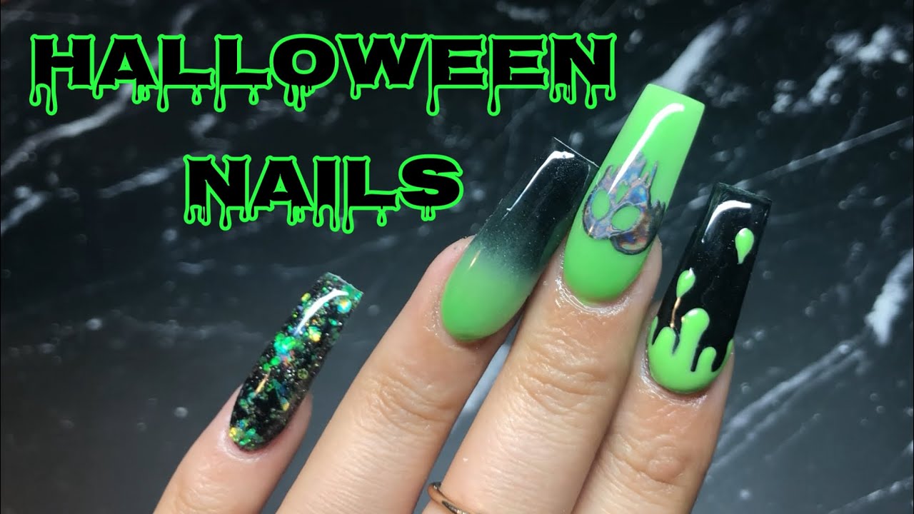 Green&black nails | Green acrylic nails, Edgy nails, Acrylic nails coffin  pink