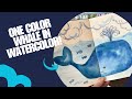 One Color Whale in Watercolor