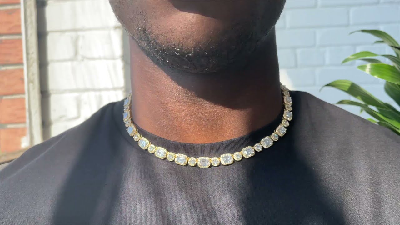 Emerald Clustered Tennis Chain 18k Gold 