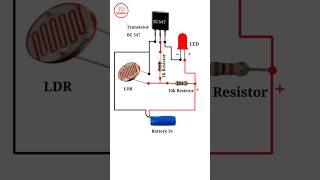 How to make simple automatic night lamp with BC547 Transistor LED Night Light LDR Project #shorts