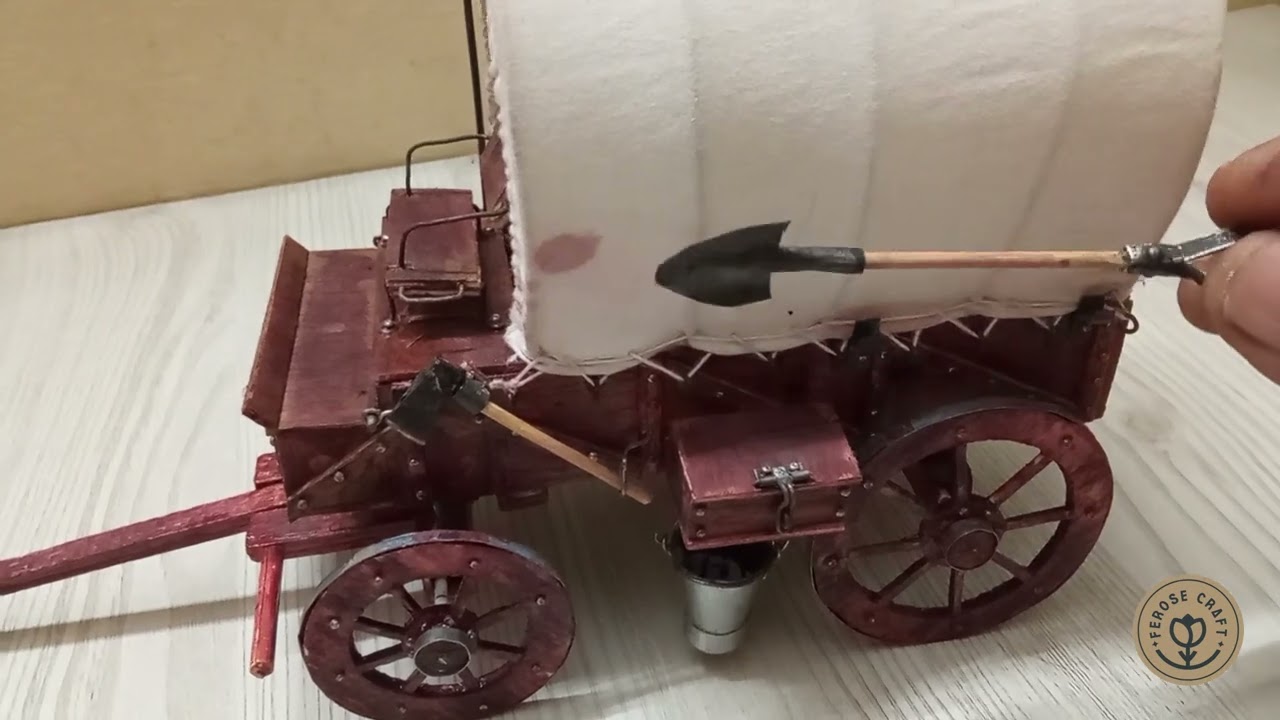 Handcrafting a Miniature Covered Wagon: Complete Wooden Model Build | Ferose Craft