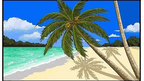 MS Paint drawing - How to draw Coconut tree/ Palm tree beach - Request video