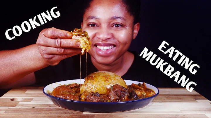 Cook and Eat: Ogbono & Okra Soup With Plantain Fufu | Mukbang + Recipe | Cooking And Eating Mukbang